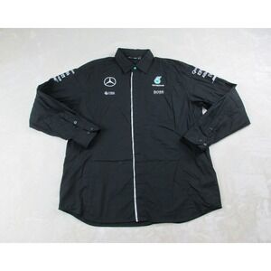 Mercedes Petronas Formula 1 Shirt Mens Extra Large Black Button Up Racing*